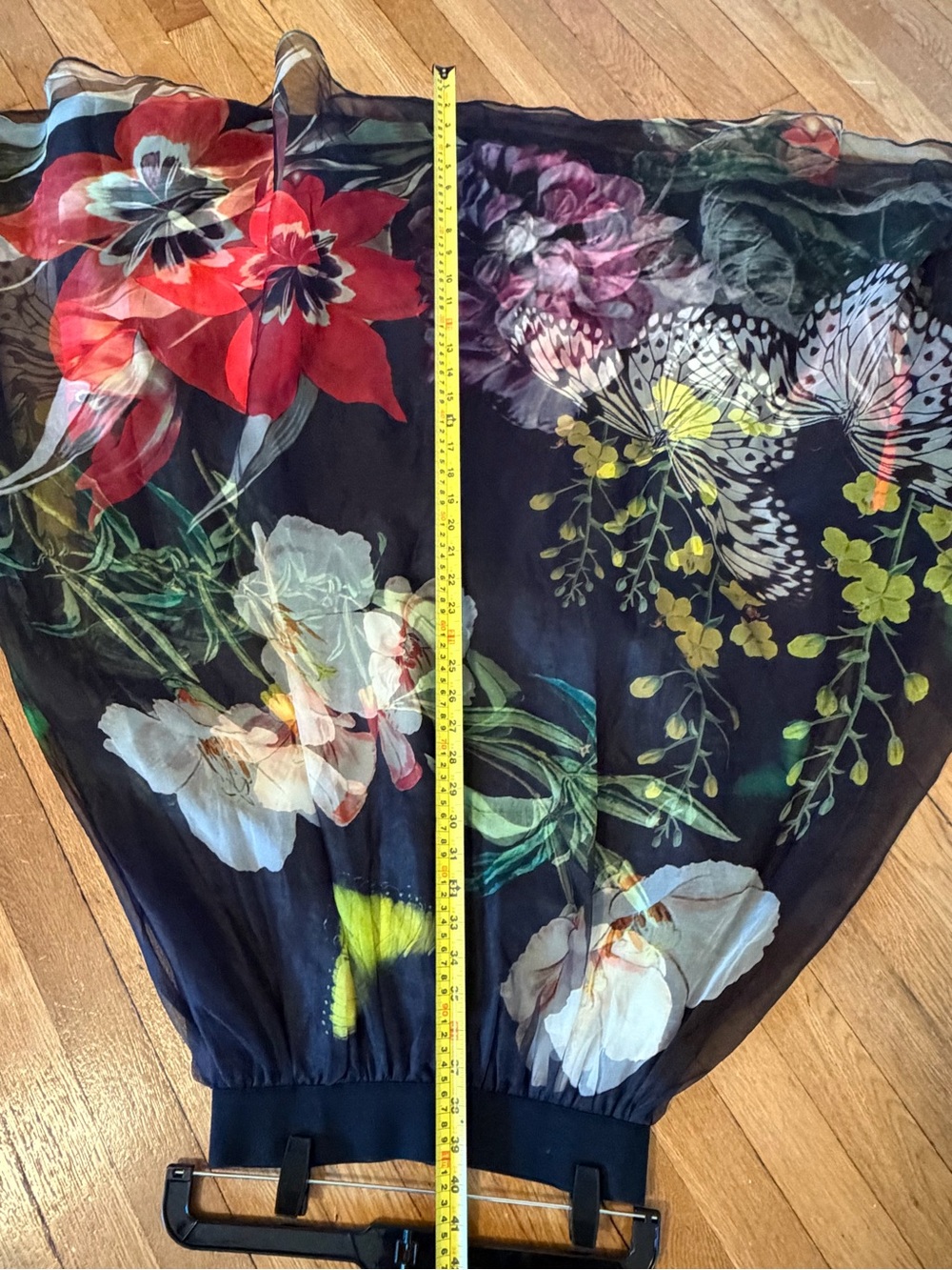 Alice and Olivia Floral Black Maxi Skirt with Sheer Overlay - Picture 5 of 5